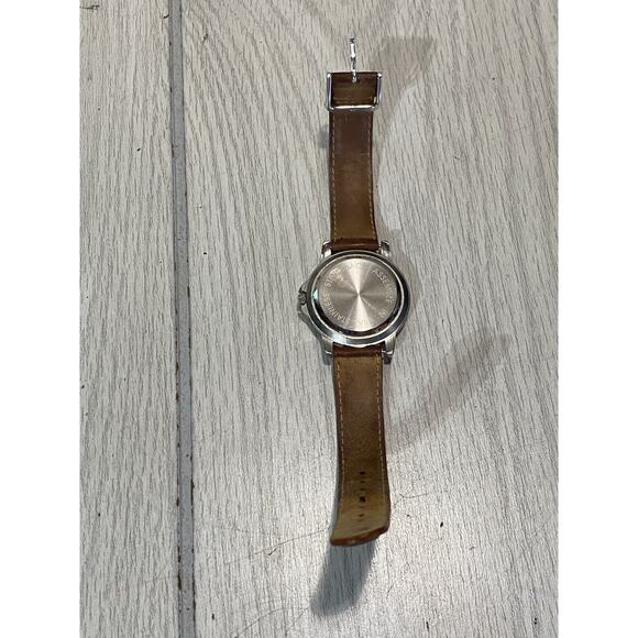 Men's NRA ILA Quartz Watch 36mm Round Gold Tone Brown Leather Band - Picture 3 of 4